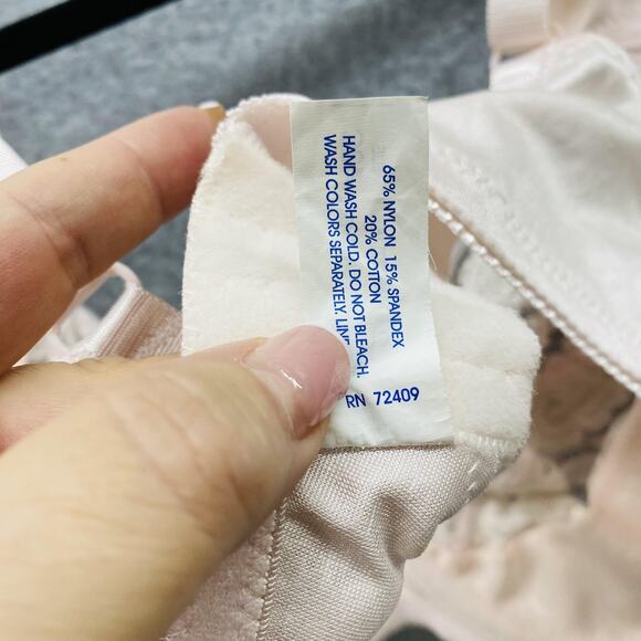 Lace Underwire Bra Womens 42C Nude Beige Unlined Full Coverage Adjustable Straps - Picture 4 of 6